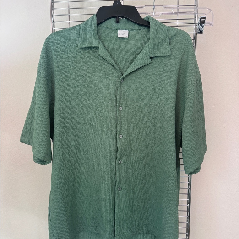 Casual Men's Button Down Shirt in Sage Green